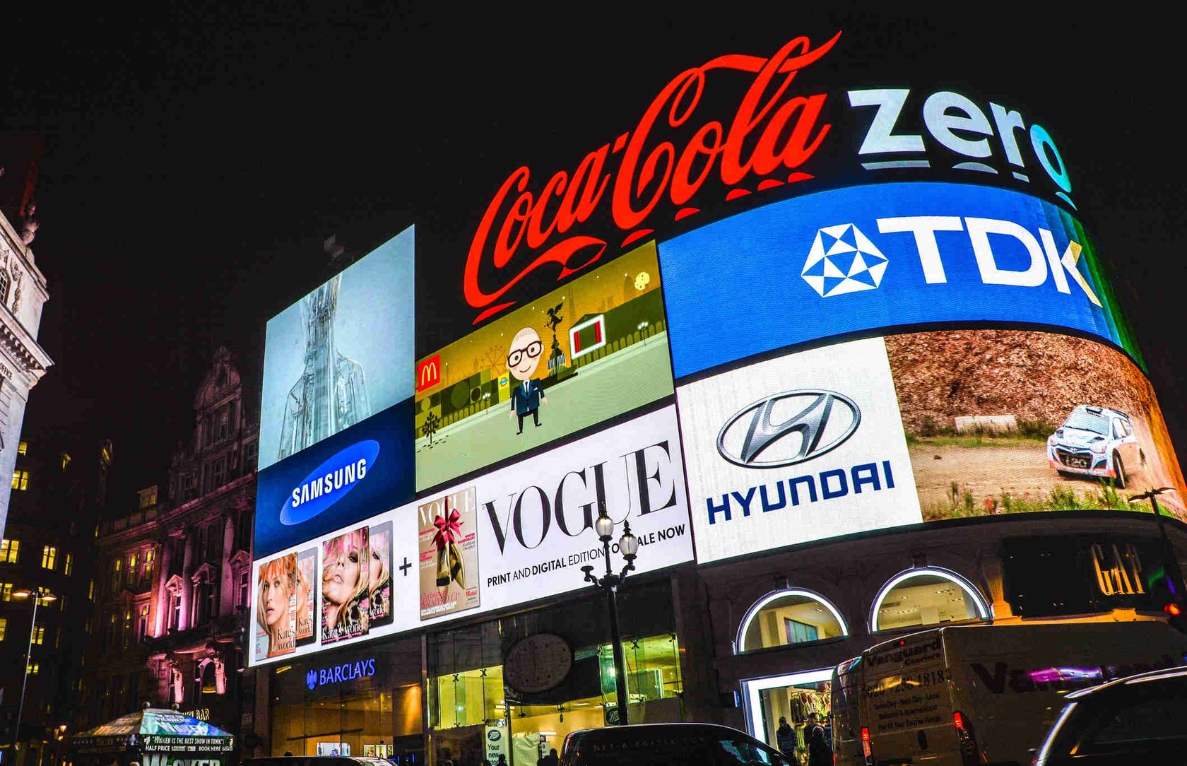 Digital billboard of various brand logos